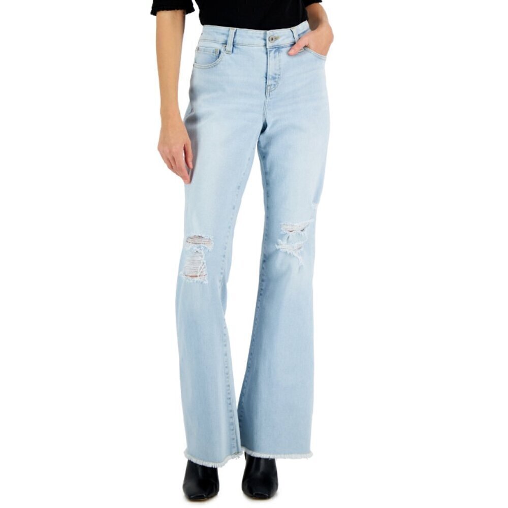 I.N.C. International Concepts Women's Mid-Rise Destructed Flare-Leg Jeans NWT